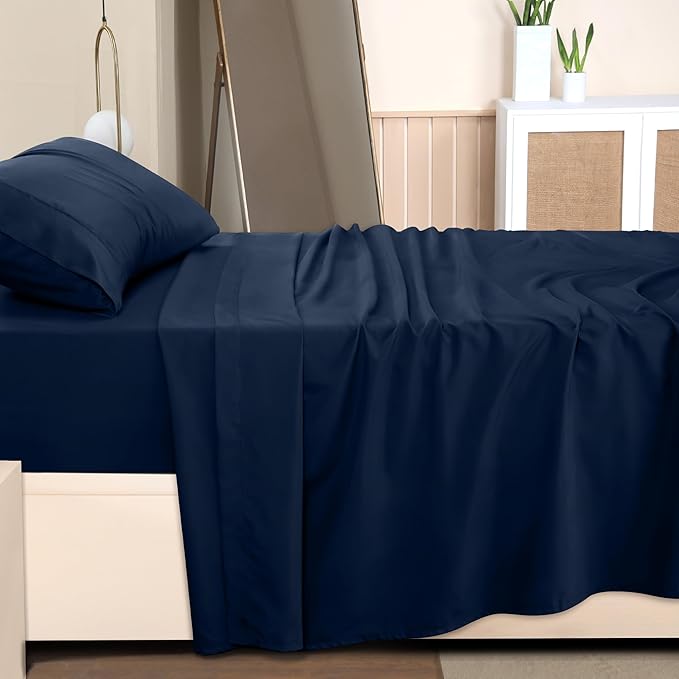 Utopia Bedding Twin XL Sheets - 3 Piece Bedding - Brushed Microfiber - Shrinkage and Fade Resistant - Easy Care (Twin XL Twin Extra Long Navy) - LeafyLoom