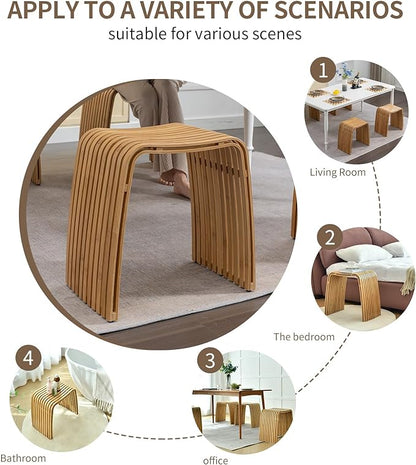 Bamboo Dining Stool Dining Chair Dressing Stool Shoe Stool Bathroom Stool Dining Room Bathroom Living Room Study Bedroom Durable and Beautifully Designed - LeafyLoom