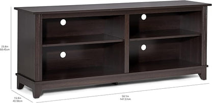 ROCKPOINT 58inch TV Stand for TVs to 55, 65 Inch Flat Screen, Home Living Room Storage Console, Entertainment Center with 4 Open Storage Shelves, TV Console Table (Espresso) - LeafyLoom