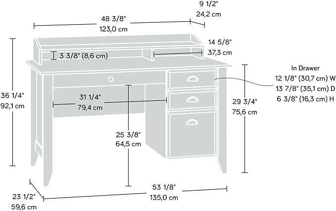 Sauder Shoal Creek Desk, Jamocha Wood finish - LeafyLoom