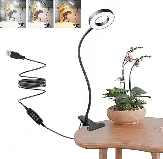 Clip on Desk Lamps,48 LEDs 360°Flexible Gooseneck Reading Table Light,3 Color Modes, 10 Brightness, USB Clamp Books Night Light for Home, Office, Dorm - LeafyLoom