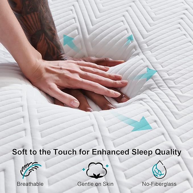 Queen Mattress 10 inch No Fiberglass Gel Memory Foam Queen Size Mattress in a Box of Foams and Fabric for Cooling Pressure Relief Sleep, 80" X 60" X 10", Medium, Firm - LeafyLoom