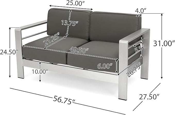 Christopher Knight Home Cape Coral Outdoor Chat Set with Fire Table, 5-Pcs Set, Khaki / Light Grey - LeafyLoom