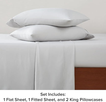 UGG 01331 Alahna King Bed Sheets and Pillowcases 4-Piece Set Sleep in Luxury Machine Washable Deep Pockets Wrinkle-Resistant Breathable Cozy Comfort Silky Cooling Sheets, King, Stone - LeafyLoom