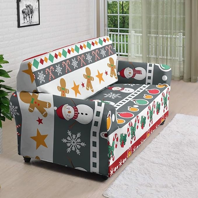 FKELYI Christmas Sofa Furniture Protector for Indoor Easy Going Stretch Sofa Slipcover Non-Slip Sofa Slicpovers Washable Sofa Couch Cover L FKELYI