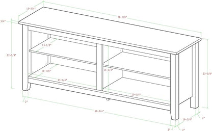 Walker Edison Wren Classic 4 Cubby TV Stand for TVs up to 65 Inches, 58 Inch, Brown - LeafyLoom