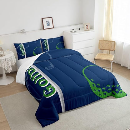 Feelyou Kids Golf Comforter Set Twin Size Ball Sports Bedding Set for Boys Girls Teens Bedroom Decor Golf Ball Lover Comforter Women Men Ball Games Duvet Set with 1 Pillow Case - LeafyLoom