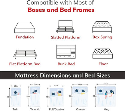 EGOHOME 12 Inch Twin XL Mattress, Gel Cooling Memory Foam Mattress for Back Pain Relief, Manchester United Mattress Bed in a Box, Made in USA, CertiPUR-US Certified, 38”x80”x12” White - LeafyLoom