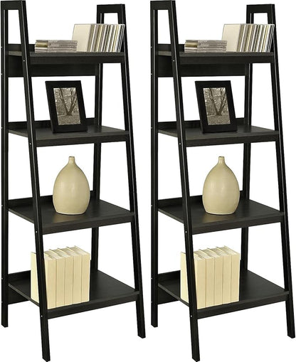 Ameriwood Home Lawrence 4 Shelf Ladder Bookcase Bundle, Black - LeafyLoom