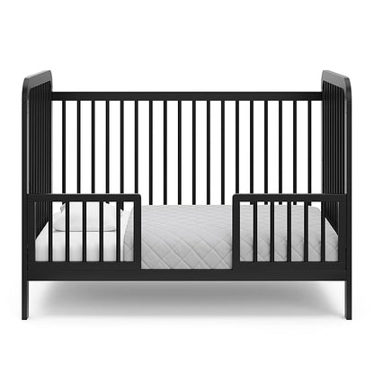 Storkcraft Pasadena 3-in-1 Convertible Crib (Black) – GREENGUARD Gold Certified, Converts to Daybed and Toddler Bed, Fits Standard Full-Size Crib Mattress, Adjustable Mattress Height - LeafyLoom