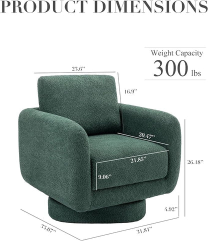 COLAMY Swivel Accent Chairs Set of 2, 32Inches Wide Upholstered Armchair with Plush Back Pillow for Living Room, Modern Sofa Corner Chair for Nursery/Living Room/Bedroom-Green - LeafyLoom