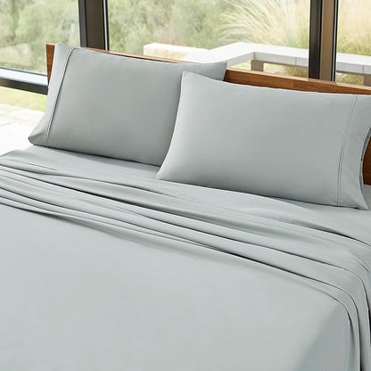 UGG 01752 Alahna King Bed Sheets and Pillowcases 4-Piece Set Sleep in Luxury Machine Washable Deep Pockets Wrinkle-Resistant Breathable Cozy Comfort Silky Cooling Sheets, King, Mineral - LeafyLoom