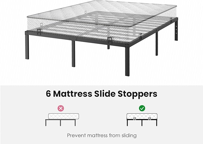 Non-Slip Mattress-Gaskets, Mattress-Slide-Stopper, Mattress-Holder for Metal Bed Frame, Wide Adaptability & Adjustable Size, 6 PCS, Black - LeafyLoom