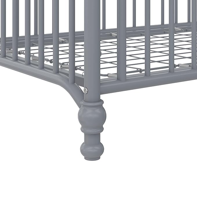 Little Seeds Ivy 3-in-1 Convertible Metal Crib, Dove Gray - LeafyLoom