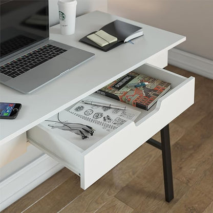 Ameriwood Home Oxford Computer Desk with Drawer, White/Black - LeafyLoom