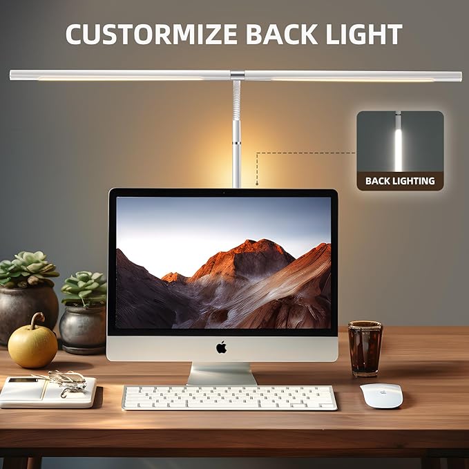 360°Rotatable Led Desk Lamp with Clamp, 34.25” Architect Desk Lamps for Home Office, 5 Color Modes with 3 Detachable Light Tubes, Gooseneck Desk Lights for Workbench, Monitor, Study (White) - LeafyLoom