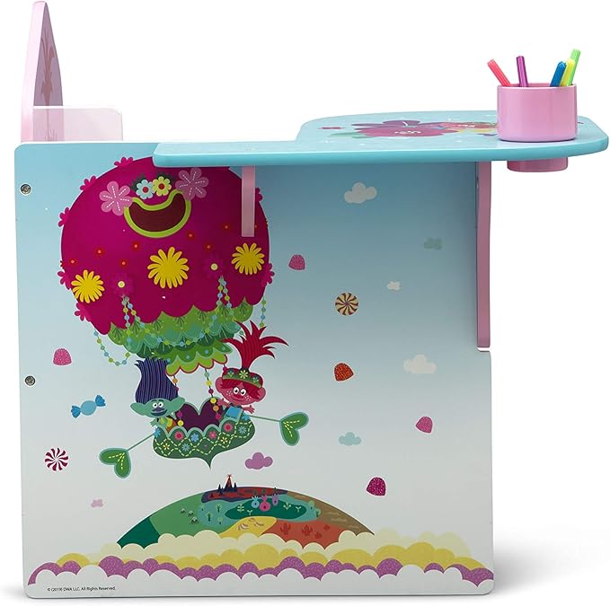 Delta Children Chair Desk with Storage Bin, Trolls World Tour - LeafyLoom