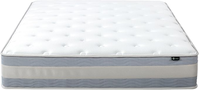 ZINUS 12 Inch Cooling Comfort Support Hybrid Mattress [New Version], King, Fiberglass free, Medium Plush, Cooling Motion Isolation, Certified Safe Foams & Fabric, Mattress in A Box - LeafyLoom