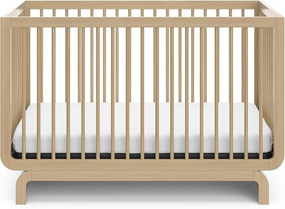 Storkcraft Santorini Deluxe 5-in-1 Convertible Crib with Bonus Toddler Guardrail (Driftwood) – GREENGUARD Gold Certified, Toddler Guardrail Included in Box, Fits Standard Crib Mattress - LeafyLoom