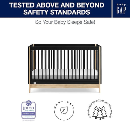 GAP babyGap Tate 4-in-1 Convertible Crib - Greenguard Gold Certified, Ebony/Natural - LeafyLoom