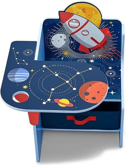 Delta Children Space Adventures Chair Desk with Storage Bin - Ideal for Arts & Crafts, Snack Time, Homeschooling, Homework & More - Greenguard Gold Certified, Blue - LeafyLoom