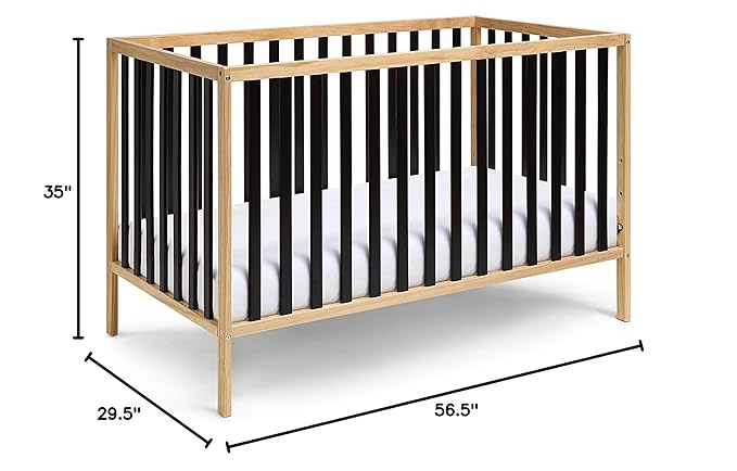 Baby Cache Deux Remi Island 3-in-1 Convertible Crib (Do Re Me) Natural & Black - LeafyLoom