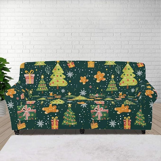 FKELYI Christmas Tree Sofa Couch Cover Comfortable Furniture Protector with Elastic Bottom Stretch Sofa Slipcover for Living Room L FKELYI