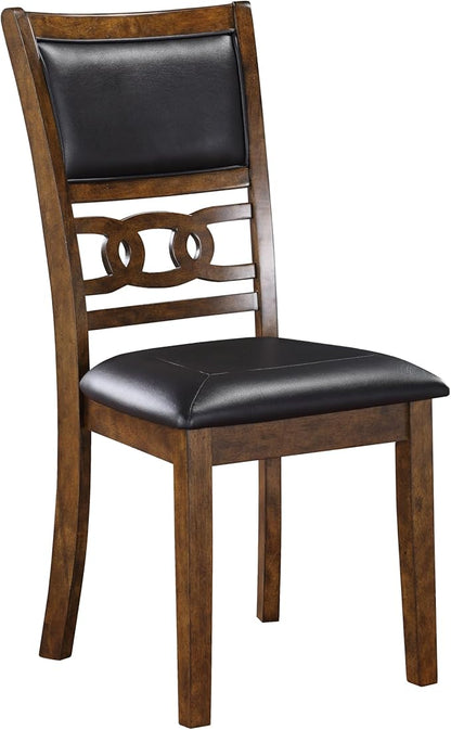 New Classic Furniture Gia Dining Chair (Set of Four), Black PU Upholstered Seat & Back Rest, Brown - LeafyLoom