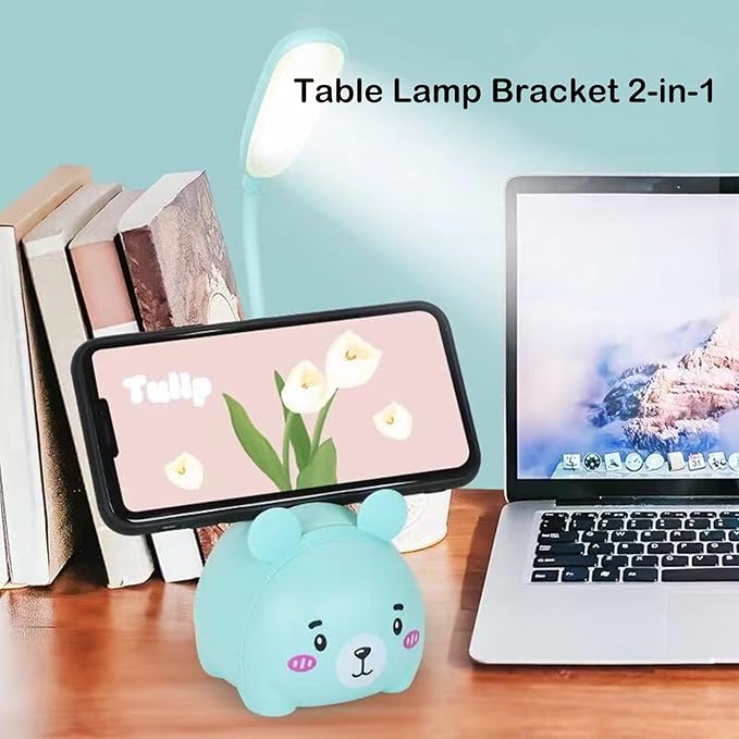 Cute LED Desk Lamp, LED Eye Protection Desk Lamp, Mini Rabbit Lamp, Portable LED Table Light, Foldable Kids Night Light for Bedroom, Living Room, Studing Room (Pink) - LeafyLoom