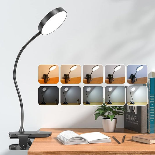 Mubarek Reading Lamp 400LM 36 LED Reading Light, USB Rechargeable Battery Operated Table Lamp, 5 Levels Brightness LED Desk Lamp,5Color Touch Control Reading Lamps for Bedside,Reading Light for Study - LeafyLoom