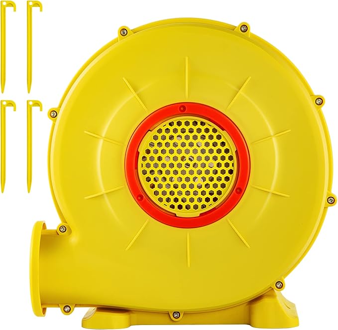 VEVOR Air Blower, 450W 0.6HP Inflatable Blower, Portable and Powerful Bounce House Blower, 1750Pa Commercial Air Blower Pump Fan, Used for Inflatable Bouncy Castle and Jump Slides, Yellow - LeafyLoom