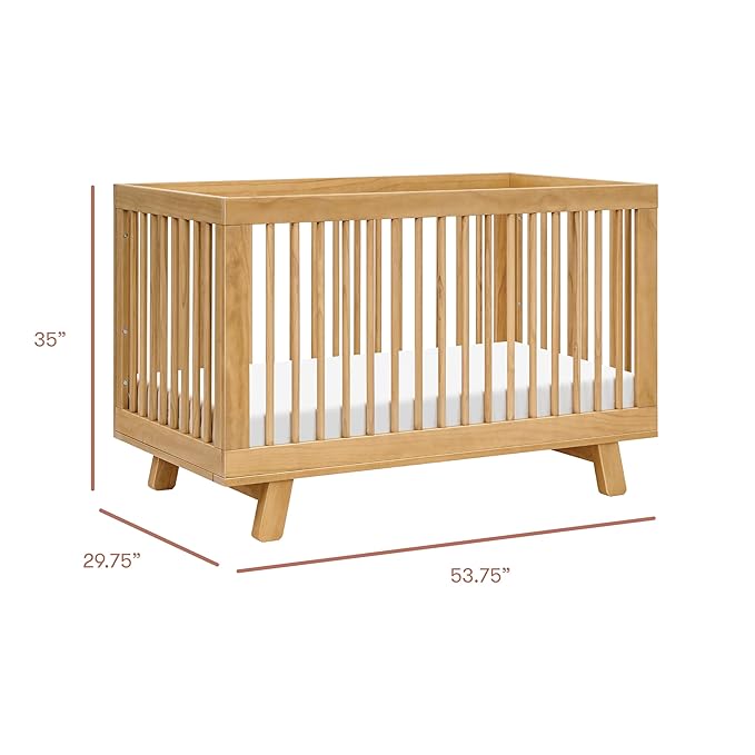 babyletto Hudson 3-in-1 Convertible Crib with Toddler Bed Conversion Kit in Honey, Greenguard Gold Certified - LeafyLoom