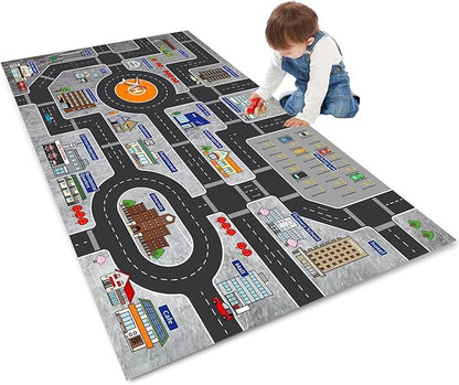 Kids Rug Play Mat Great for Playing with Cars and Toys,Educational Kid Road and Traffic City Life Carpet,Children Baby Fun Throw Rug for Bedroom Play Room,79X118Inch/200X300CM - LeafyLoom