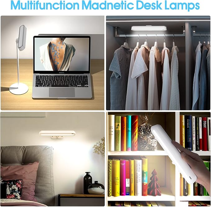 Desk Lamp, Full Dimmable LED, Magnetic, Rechargeable, Eye Caring, 180° Adjustable, USB Charging, LAMP for Home Office, Study Dorm School Students College Gift - LeafyLoom