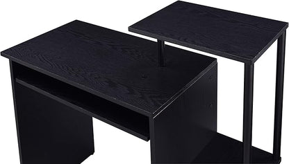 Acme Lyphre Wooden Rectangle Top Computer Desk with Keyboard Tray in Black - LeafyLoom