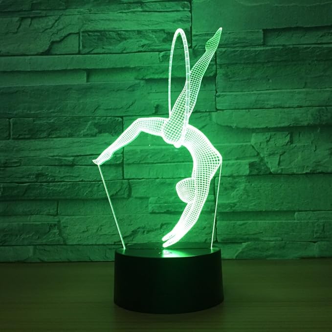 Gymnastics 3D Optical Illusion Lamp 7 Colors Change Timing Remote Control and Touch Button LED Table Desk Lamp for Home Bedroom Decoration - LeafyLoom