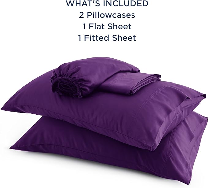 Bedsure Full Size Sheets, Cooling Sheets Full, Rayon Derived from Bamboo, Deep Pocket Up to 16", Breathable & Soft Bed Sheets, Hotel Luxury Silky Bedding Sheets & Pillowcases, Plum - LeafyLoom