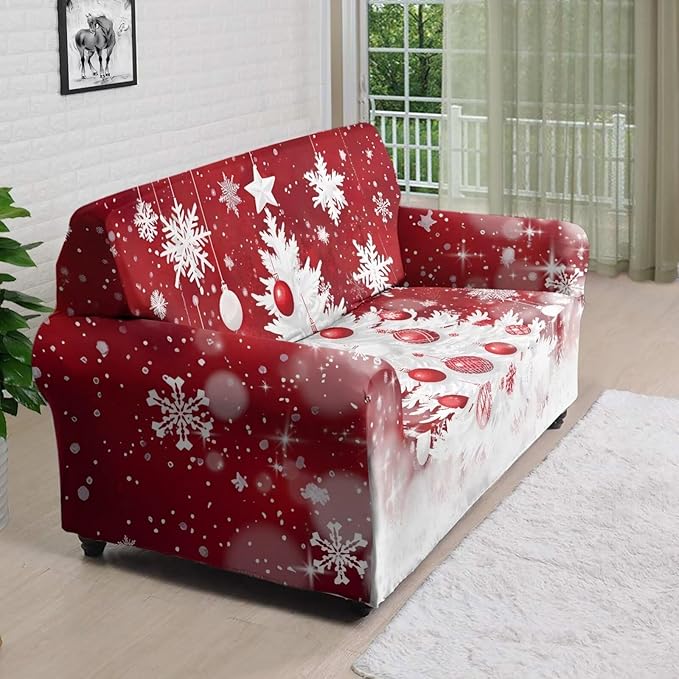 FKELYI Christmas Tree Sofa Furniture Protector Easy Going Stretch Sofa Slipcover Non-Slip Sofa Couch Cover Washable Sofa Slipcovers L FKELYI