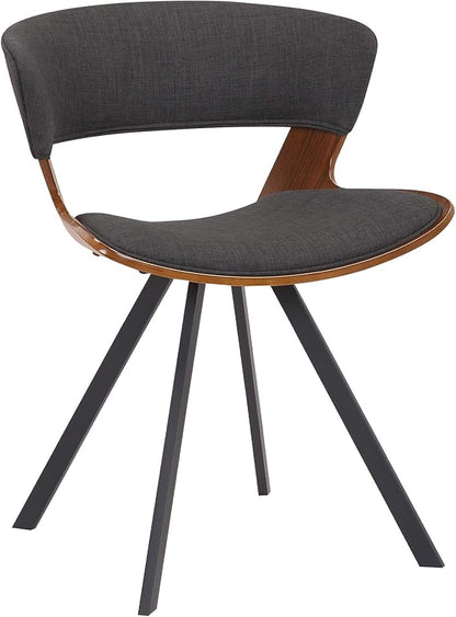 Armen Living Ulric Wood and Metal Modern Dining Room Accent Chair, Charcoal/Walnut 22 x 29 x 21.5 - LeafyLoom