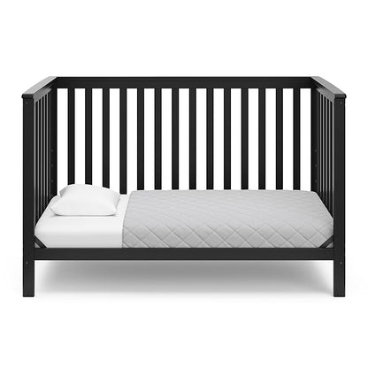 Storkcraft Hillcrest 4-in-1 Convertible Crib (Black) - Converts to Daybed, Toddler Bed, and Full-Size Bed, Fits Standard Full-Size Crib Mattress, Adjustable Mattress Support Base - LeafyLoom