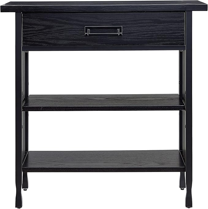 Leick Home 11261-BK Ironcraft Rustic Foyer Bookcase with Drawer Storage, Black Wash - LeafyLoom