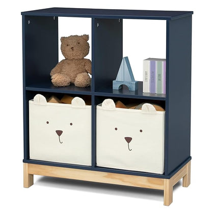 Delta Children babyGap Charlie 6-in-1 Convertible Crib + Brannan Bear Bookcase with Bins + Brannan Bear Wall Shelf with 4 Hooks, Navy (Bundle) - LeafyLoom