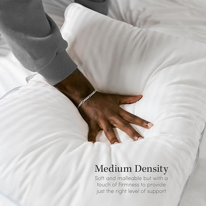 eLuxurySupply 2-Pack Premium Bed Pillows - Medium Density and Medium Loft Ideal for Back and Side Sleepers - 100% Cotton Casing - 20"X28" Standard/Queen Size - LeafyLoom