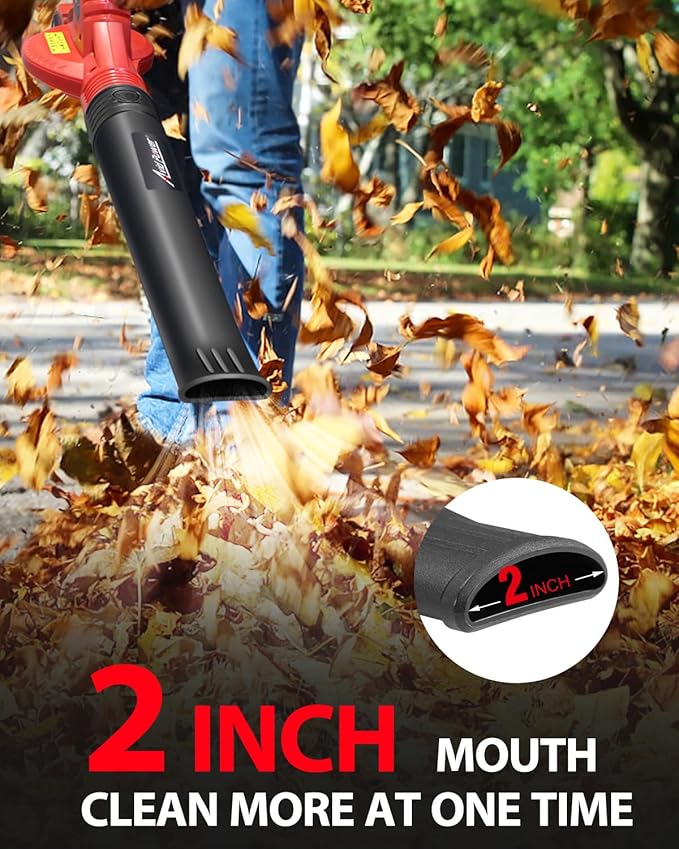 AVID POWER Cordless Leaf Blower, 20V Battery Powered Leaf Blower with 2.0Ah Battery and Charger, 140 MPH 155 CFM Electric Leaf Blower Light Duty for Lawn Care - LeafyLoom