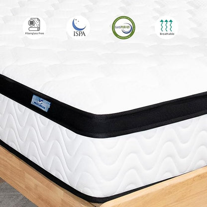 Queen Mattress | 12 Inch Queen Size Hybrid Mattresses in a Box | Medium Firm Memory Foam and Individual Pocket Springs | Fiberglass Free Bed Mattres | Breathable | CertiPUR-US - LeafyLoom