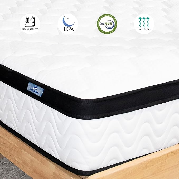 Twin Mattress | 10 Inch Twin Size Hybrid Mattresses in a Box | Medium Firm Memory Foam and Individual Pocket Springs | Fiberglass Free Bed Matress | Breathable | CertiPUR-US - LeafyLoom