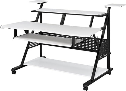 NicBex Laik-DW-00055-DX Desks, 67" W x 38" D x 42" H, White+Black - LeafyLoom