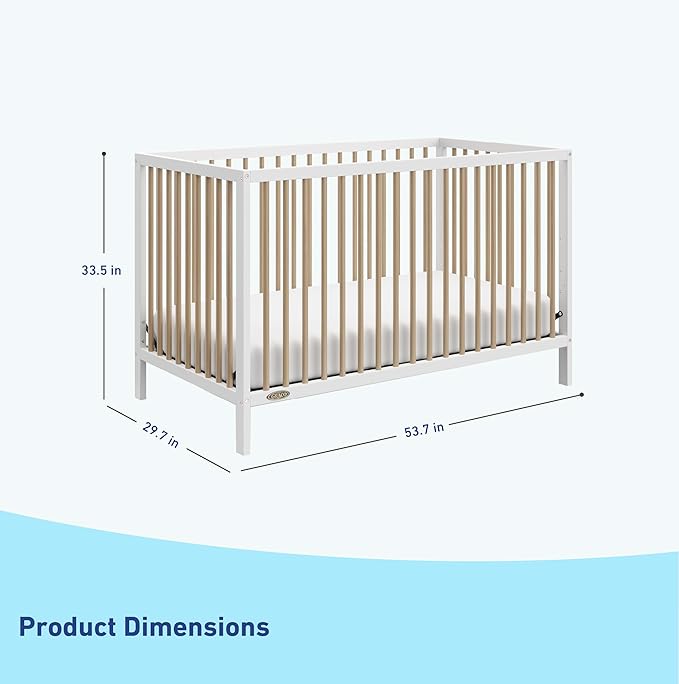 Graco Teddi 5-in-1 Convertible Crib (White with Driftwood) – GREENGUARD Gold Certified, Converts to Daybed, Toddler & Twin Bed with Headboard and Footboard, Adjustable Mattress Height - LeafyLoom