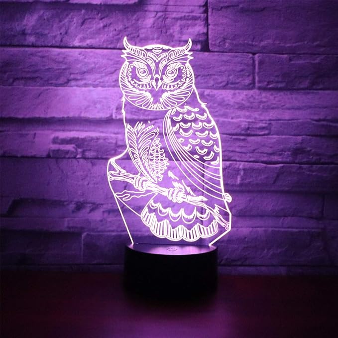 Owl Lamp Desk Table Light 3D Optical Illusion Night Light 3D Lamp owl Night Lamp 7 Colors Changing Touch Control Gift for Christmas Birthday Valentine's Day Kids - LeafyLoom