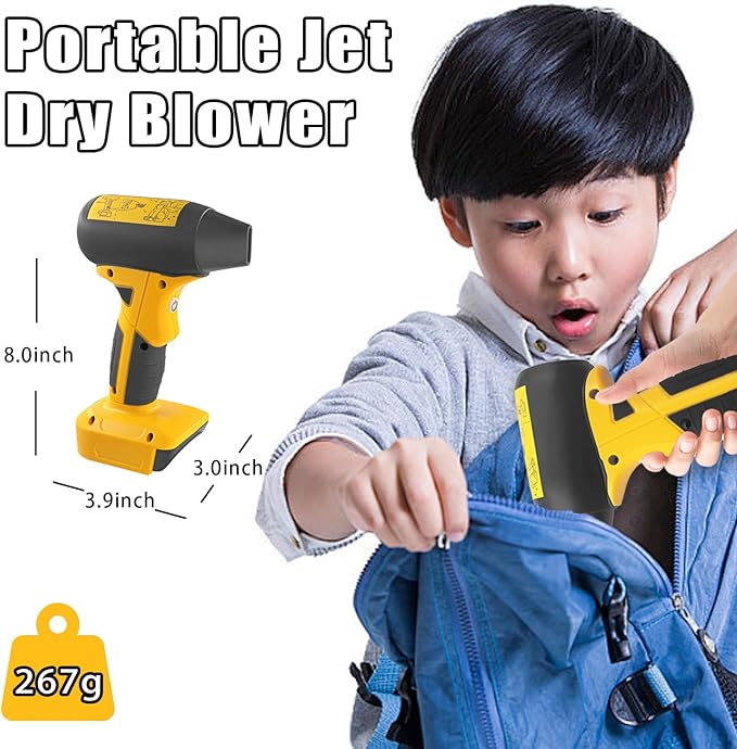 Leaf Blower Jet Dry for Dewalt 20V 60V Battery, Air Pump Air Duster Turbine Jet Fan Violent Turbofan Air Blower Turbine Turbine Blower Powerful Jet Fan High Speed Mini Blower for Car Cleanin - LeafyLoom